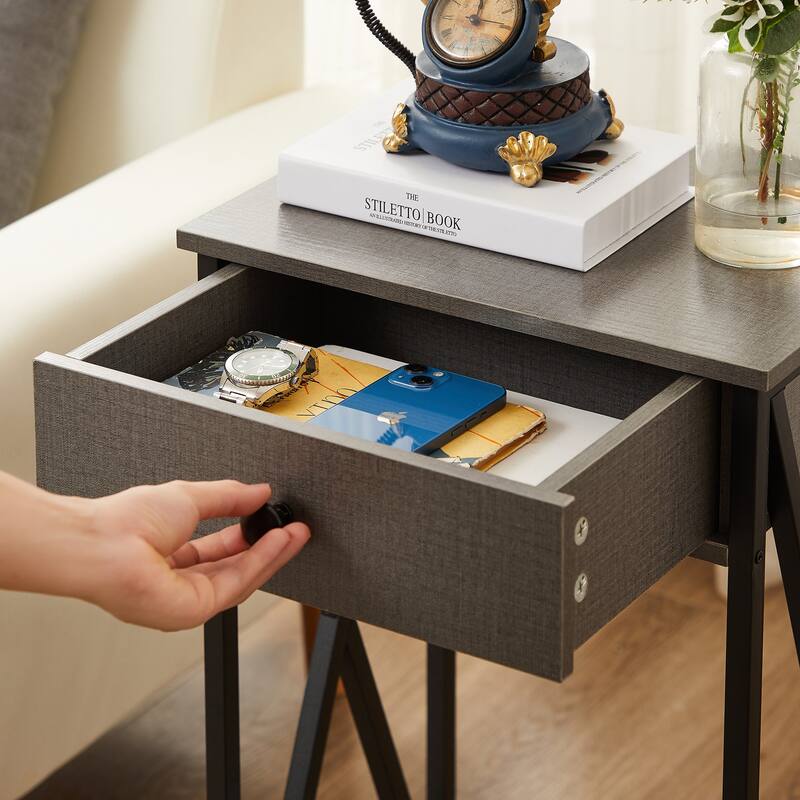 VECELO Mid-century 1-Drawer Tall Nightstands with Low Shelf,Nightstand