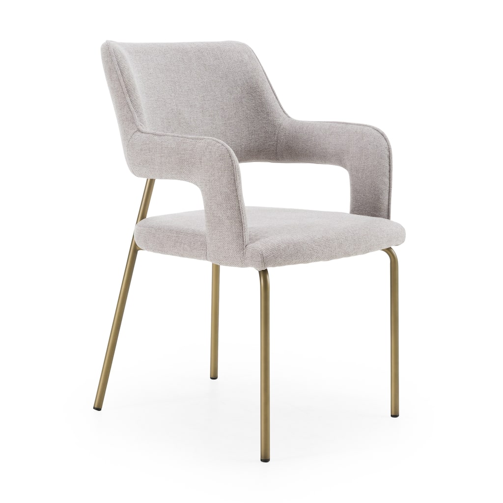 Modrest Childers Modern Grey Fabric & Antique Brass Dining Chair