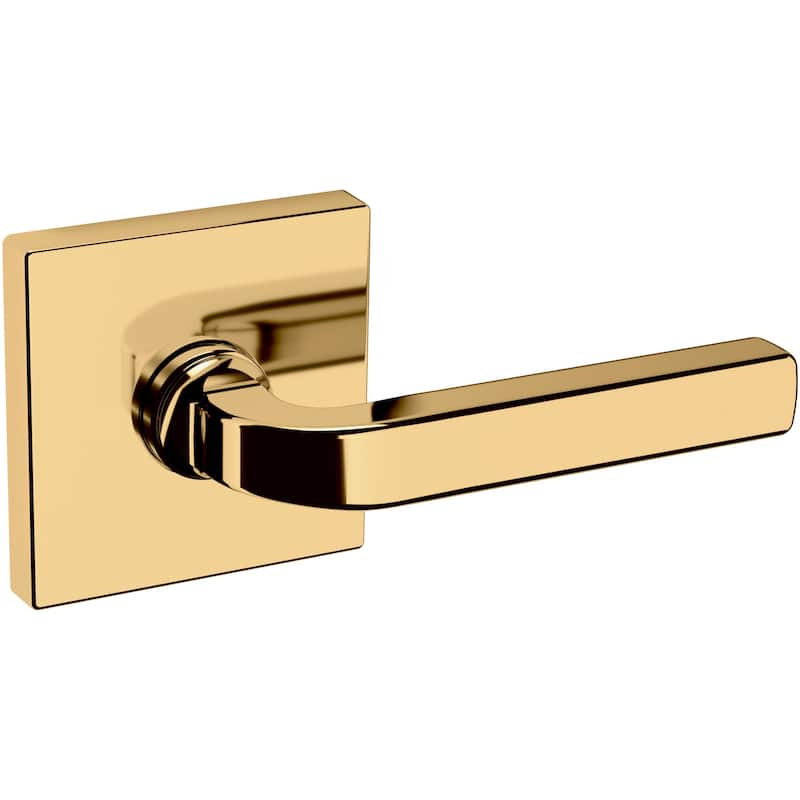 Baldwin 5190 Series Passage Door Lever Set with Square Rose from the - Non-Lacquered Brass