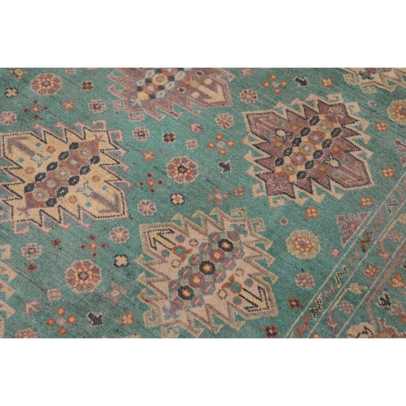 Bohemian Kazak Anaya Green/Green Wool Rug - 7'9'' x 10'1''
