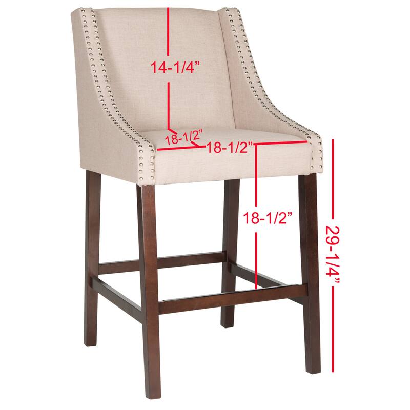 SAFAVIEH Madelijne 29.5 Inch Bar Stool - 23" W x 23" D x 44" H - 23Wx23Dx44H
