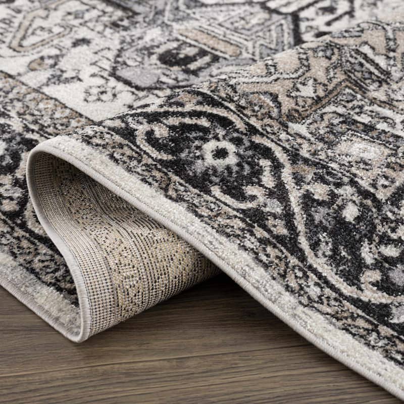 Hauteloom Cabacungan Hallway, Kitchen Machine Washable Runner Rug - Black, Taupe, Peach - 2'7" x 7'3"