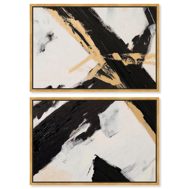 Weight of Black III Canvas Set of 2 by Art Remedy - 36" x 24" - Gold