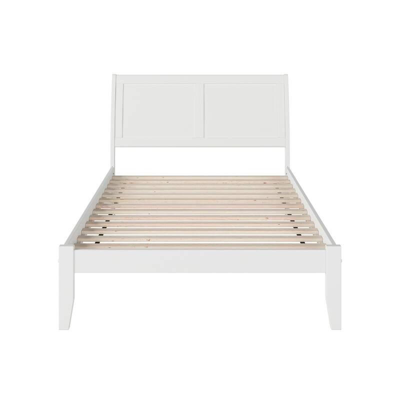 Modern Platform Bed - Sleigh Style Bed Frame with Footboard - Home Bedroom Furniture