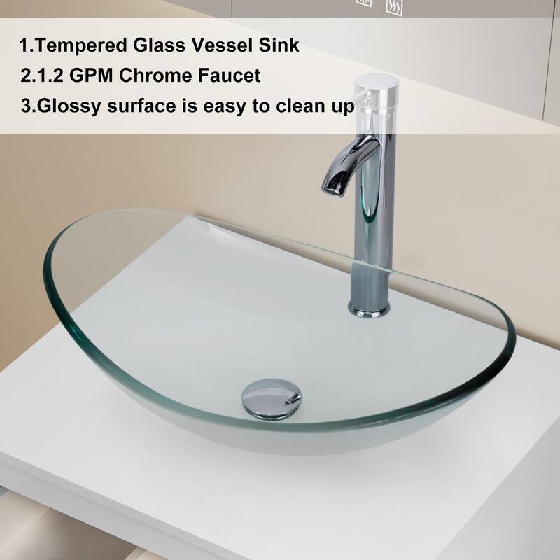 Modern Wall Mounted Bathroom Vanity Set with Vessel Sink & Faucet
