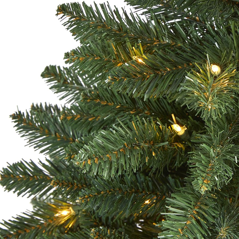 4’ Pre-Lit Northern Rocky Spruce Artificial Christmas Tree, Clear LED Lights - 4 Foot