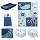 preview thumbnail 2 of 7, Lambs & Ivy Oceania Blue/Gray/White Whale with Octopus and Fish Nautical Ocean 6-Piece Nursery Baby Crib Bedding Set
