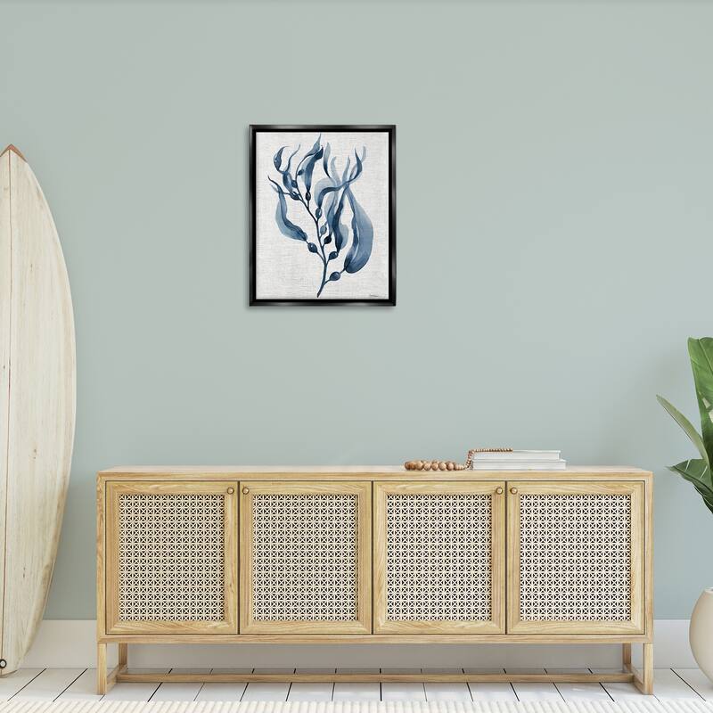 Stupell Delicate Waving Herb Leaves Framed Floater Canvas Wall Art Design By Carol Robinson
