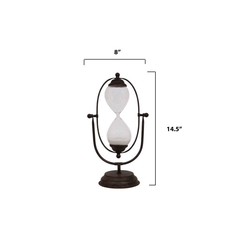Decorative Metal Hourglass with White Sand
