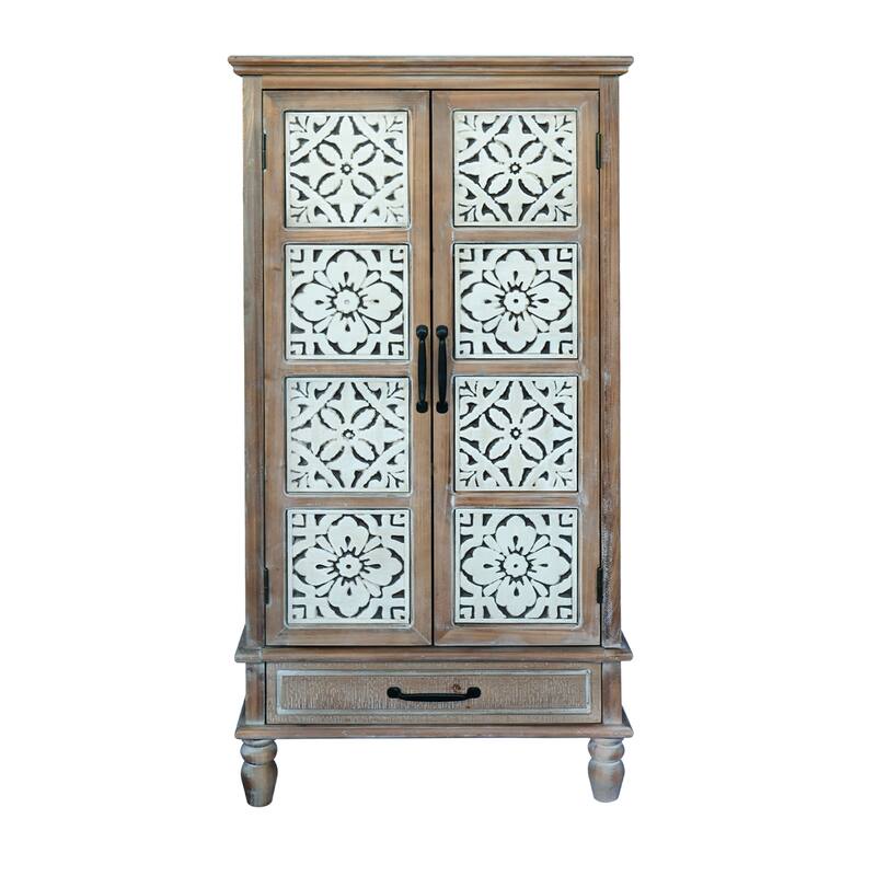 GDF Studio - Halden Tall Rustic Accent Storage Cabinet with Drawer and Double Doors