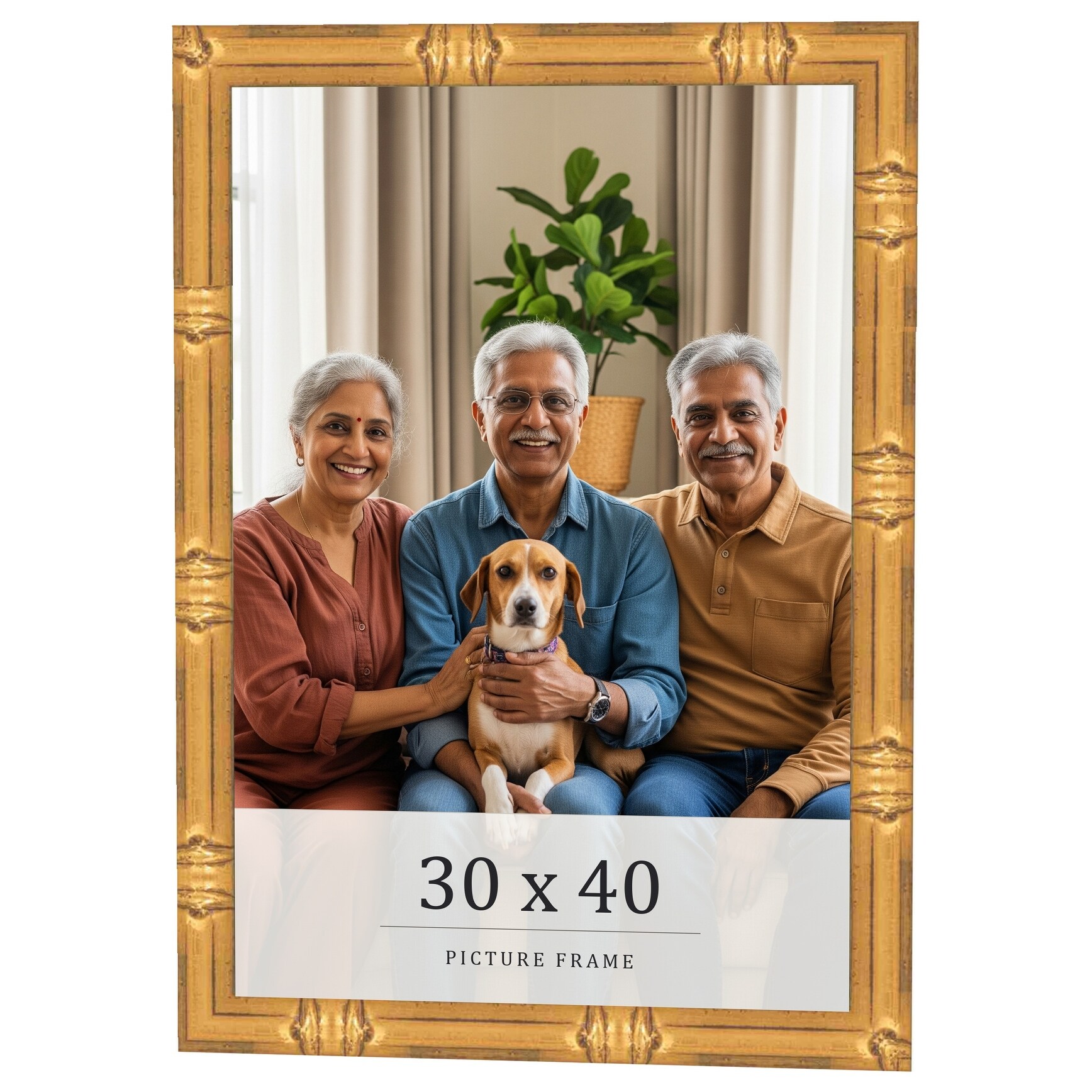 30x40 Frame Gold Bamboo Solid Wood Picture Frame | 1 Inch Moulding