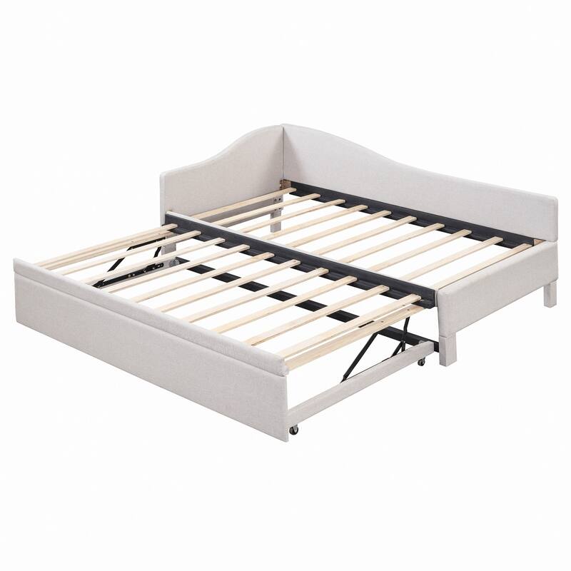 Upholstered L-Shaped Daybed with Pop Up Trundle,Perfect for Multiple Rooms