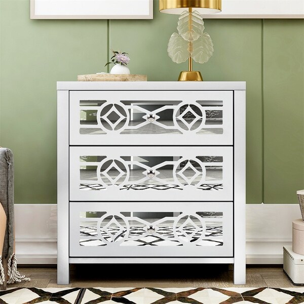 Elkton 3 drawer shop mirrored accent chest