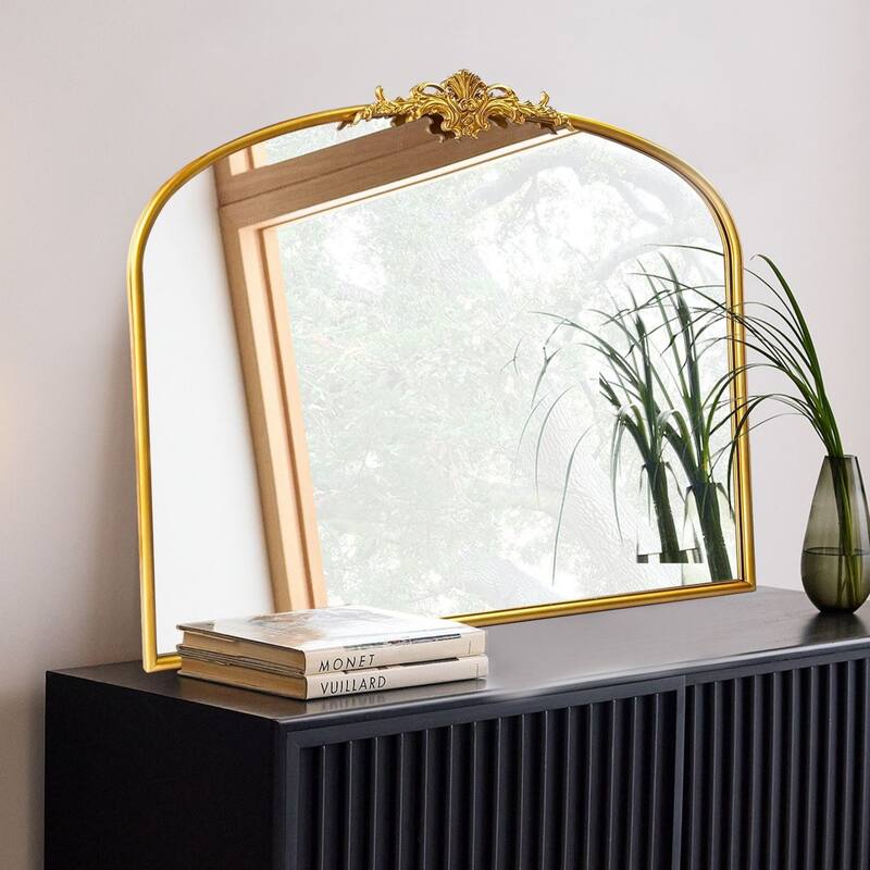 Vintage Carved Arched Mirror Baroque Mirror - 40X30 - Gold