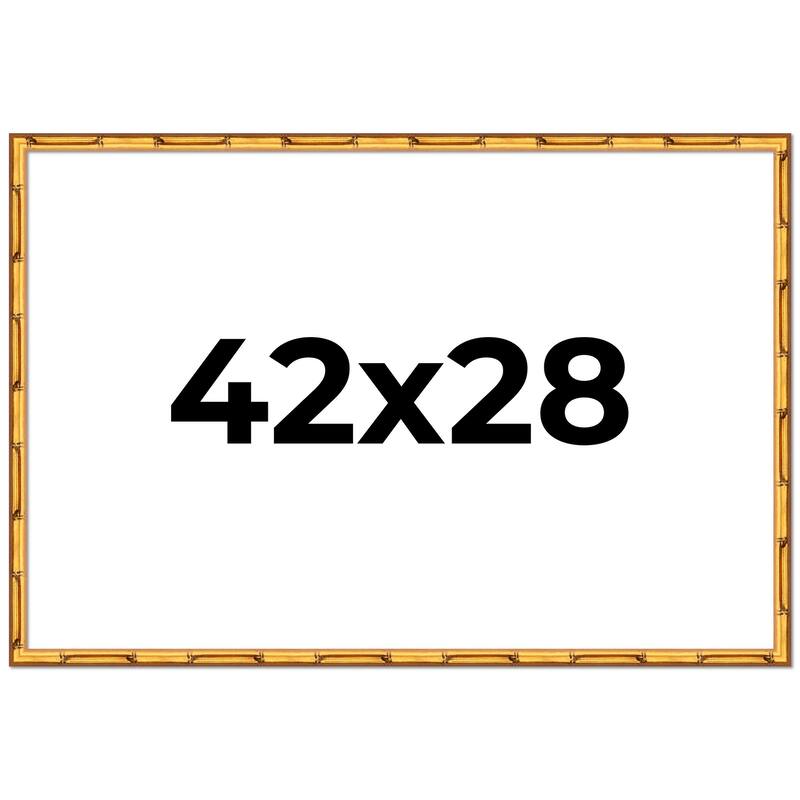 42x28 Frame Gold Bamboo Picture Frame Modern Photo Frame Includes UV Acrylic Shatter Guard Front Acid Free Foam Backing Board