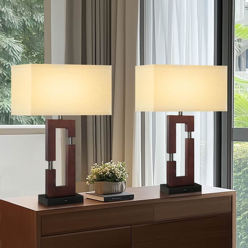 Bedside Lighting Wood Table Lamps (Set of 2)