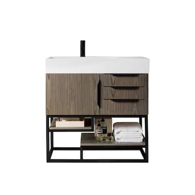 James Martin Vanities Columbia 36" Single Vanity, Ash Gray with Matte Black Hardware