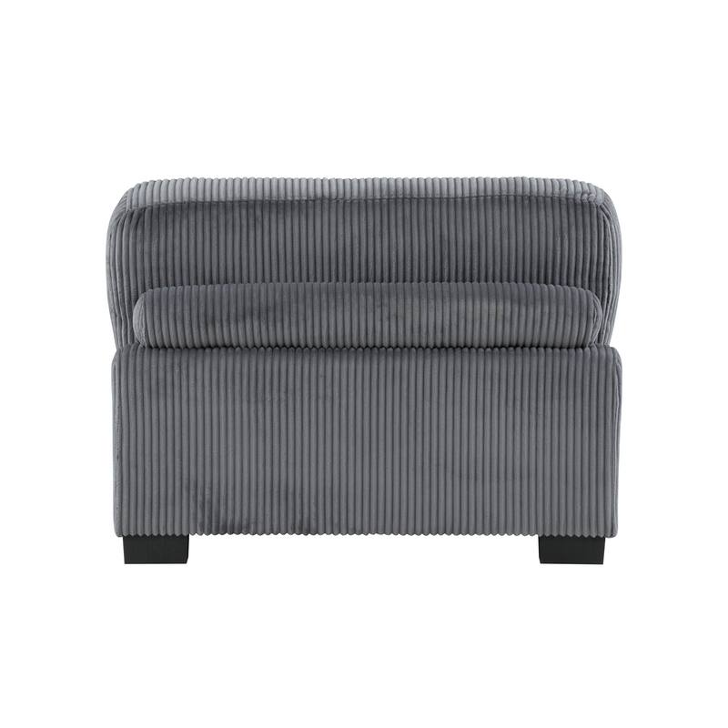 Rix 45 inch Modular Armless Chair, Gray Corduroy Fabric, Black Wood Legs