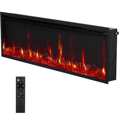 42" Electric Fireplace Heater Wall Mounted/ Recessed with Remote Control, 750W/1500W with Timer