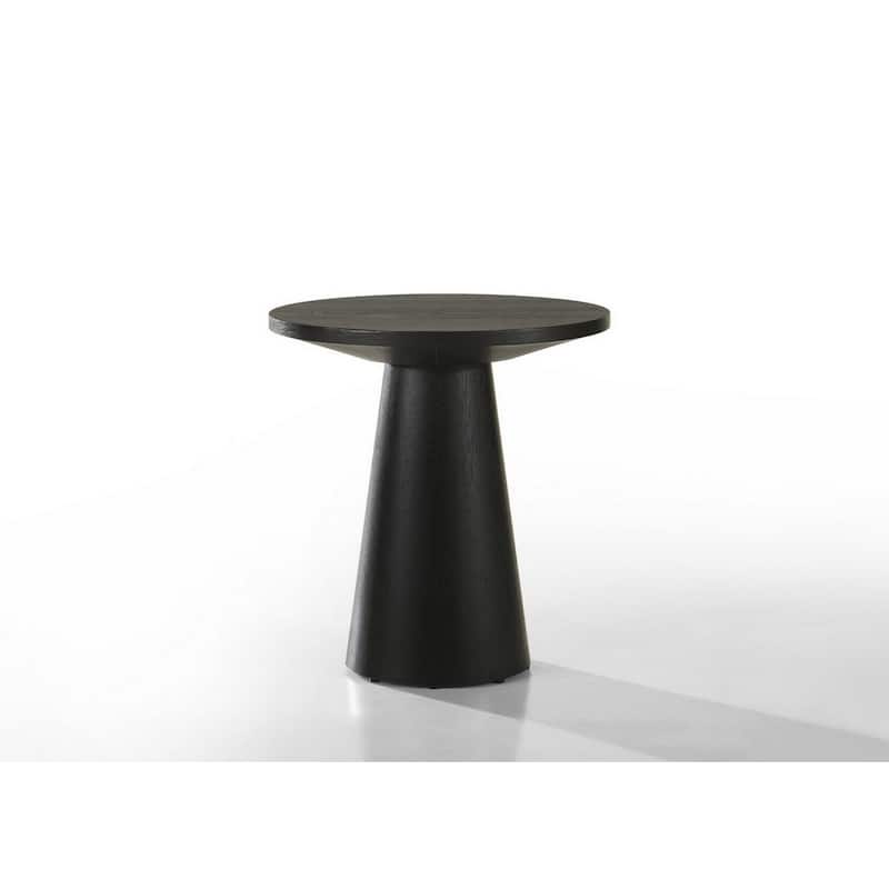 20 in. Black Round Wood End Table with Pedestal Base
