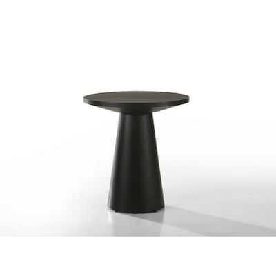 20 in. Black Round Wood End Table with Pedestal Base