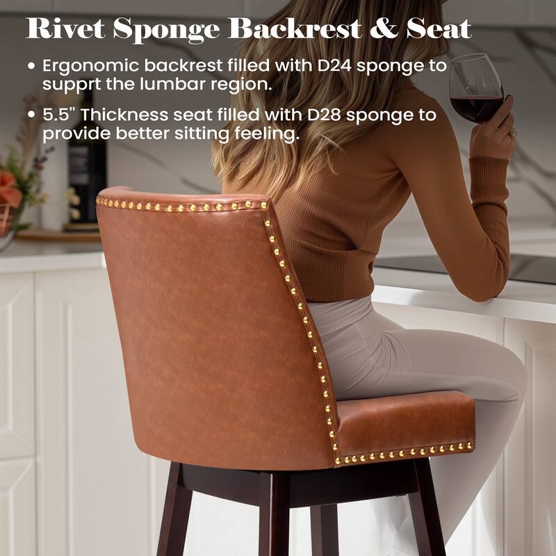 Crestlive Bar Stools Swivel Barstool with Back
