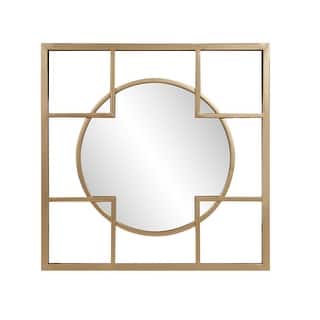 Allan Andrews Metal Framed Circular & Square Gold Wall Mirror - 20"H x 20"W