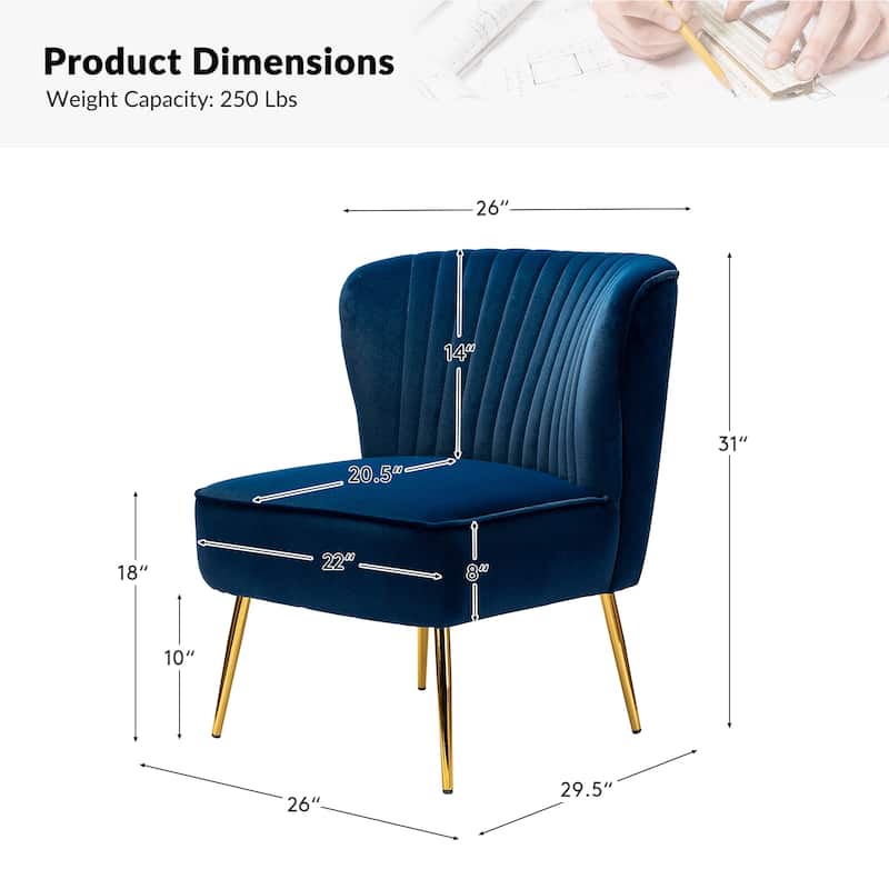 Monica 22''W Upholstered Modern Tufted Accent Side Chair with Gold Legs by HULALA HOME