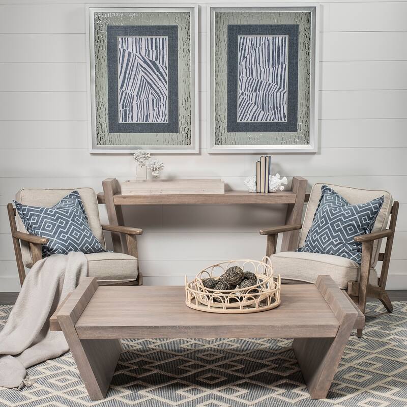 Leona Brown Wicker Mirrored Base Nesting Trays (Set of 2) - 19.3L x 18.9W x 5.7H