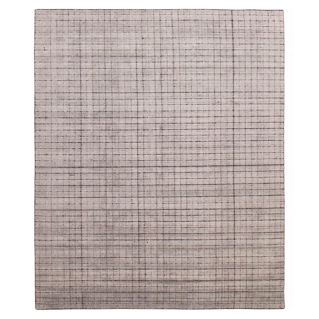 ECARPETGALLERY Hand Loomed Kashkuli Gabbeh Light Grey Silk Rug - 7'6 x 9'3