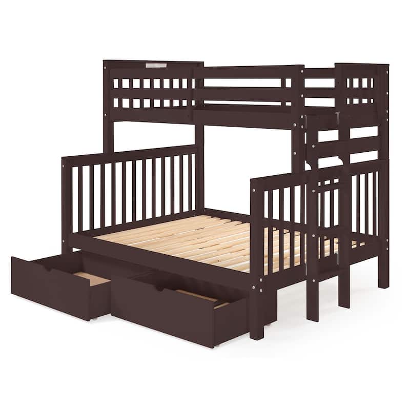 Taylor & Olive Trillium Twin over Full Bunk Bed, 2 Drawers