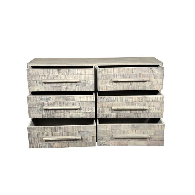 HomeRoots 57" Gray Solid Wood Six Drawer Dresser