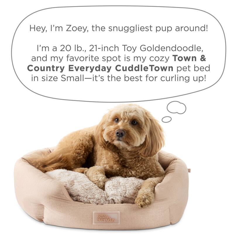 TOWN & COUNTRY EVERYDAY CuddleTown Faux Linen Comfy Cozy Cuddler Pet Bed
