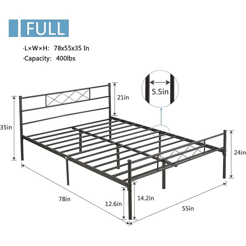 Javlergo Metal Platform Bed Frame with Headboard Twin/Full/Queen Size Platform Bed