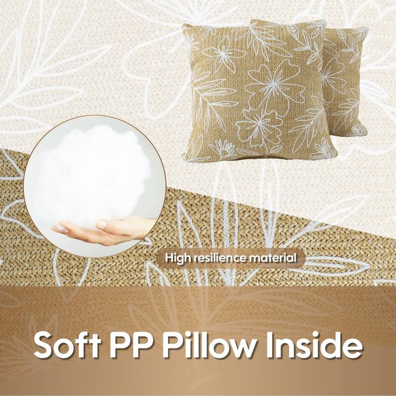 Outdoor/Indoor Throw Pillows, Decorative Throw Pillows With Inserts,Simulated Straw Weaving Square Pillows