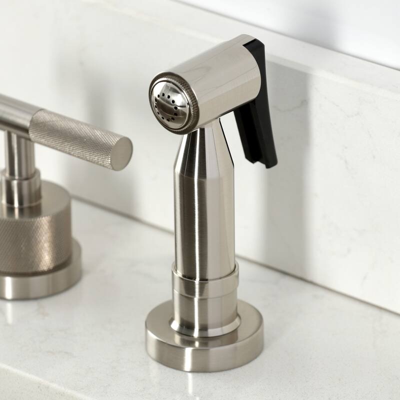 Kingston Brass Essex Double-Handle Wall-Mount Pre-Rinse Bridge Kitchen Faucet