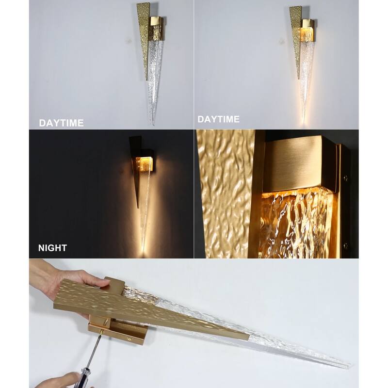 Modern Gold 1-Light LED Wall Sconce Contemporary Bathroom Vanity Light - W4.9"xD2.8"xH24.4"