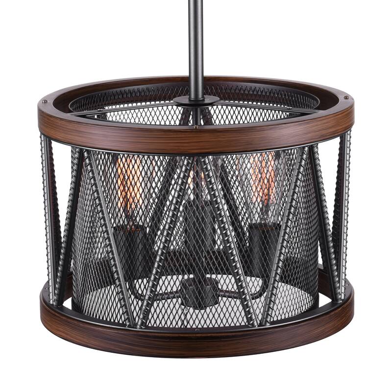 Parsh 3 Light Drum Shade Chandelier With Pewter Finish