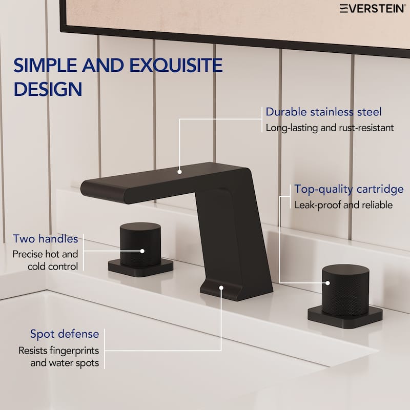 Widespread Bathroom Faucet, Double Handle 3 Hole Bathroom Sink Faucet Waterfall Spout