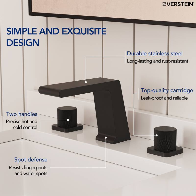 2 Pack, 3 Hole Widespread Bathtub Faucet with High Flow Waterfall Spout
