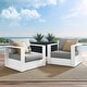 preview thumbnail 35 of 39, Tahoe Outdoor Patio Powder-Coated Aluminum 2-Piece Armchair Set White Gray
