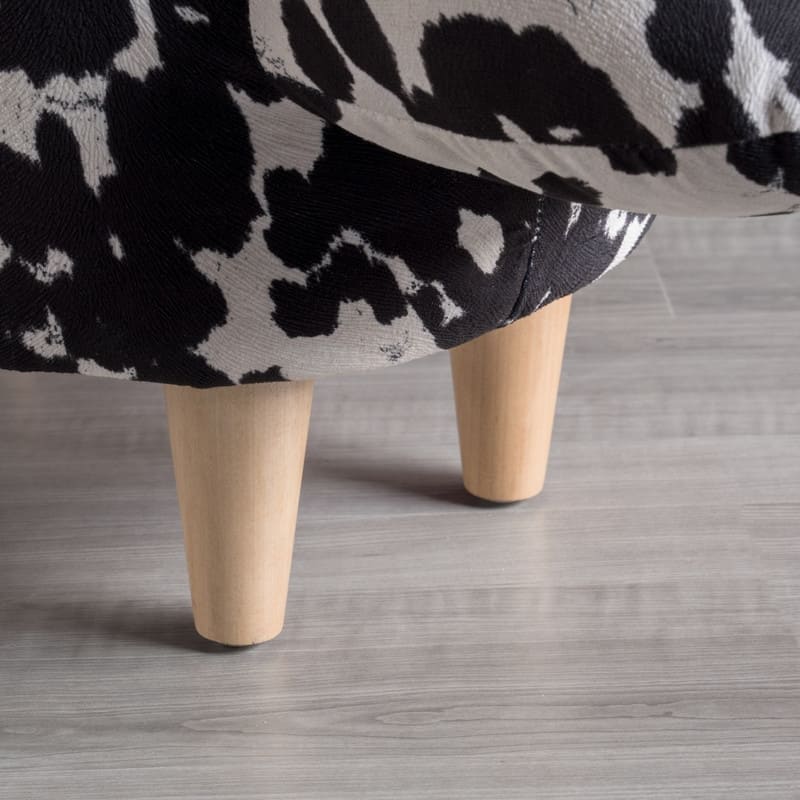 Christopher Knight Home Bessie Patterned Velvet Cow Ottoman, Black And White Cow Hide