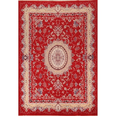 Traditional Kashan Turkish Rug Machine Made Red Oriental Carpet - 9'9" x 13'4"