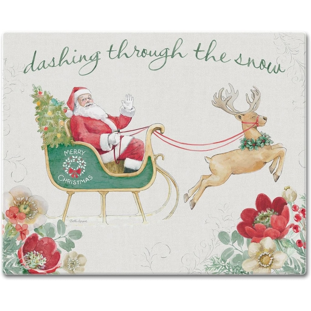 Holiday Traditions 3mm Heat Tolerant Tempered Glass Cutting Board 15” x 12” Manufactured in the USA Dishwasher Safe - Multi