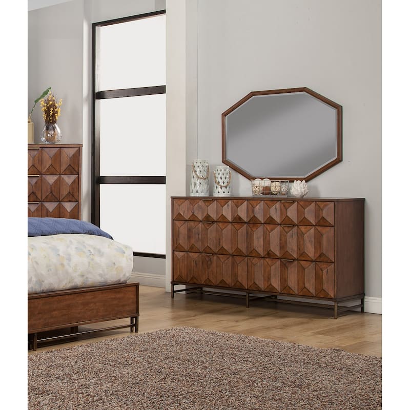 Origins by Alpine Trig Wood Mirror in Antique Brown