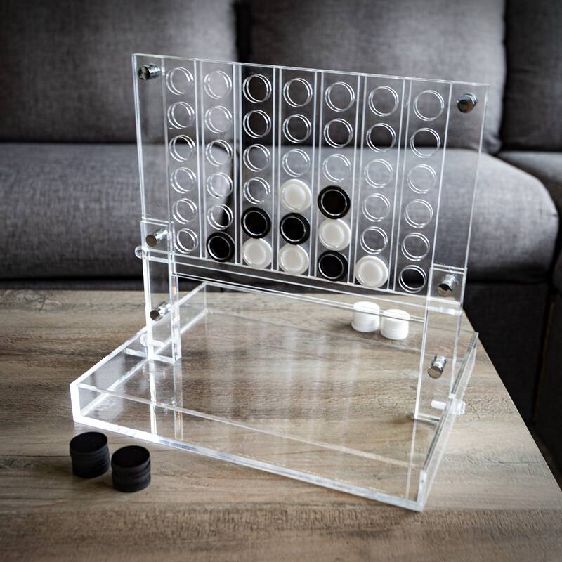 Acrylic 4 in a Row Game – Fun Strategy Game and Tabletop Decoration by Trademark Games (Black and White)