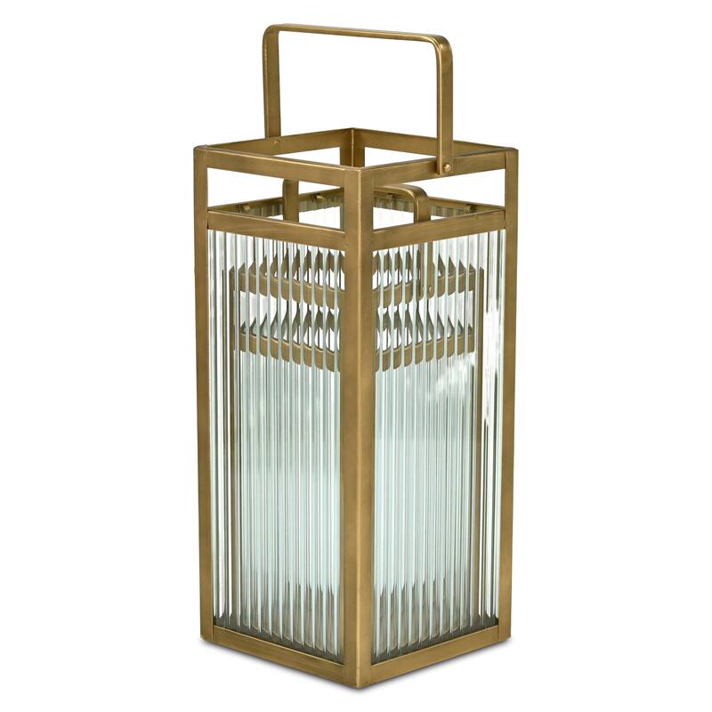 Drusilla Set of 2 Fluted Glass Lanterns - 16" and 12.25" - N/A