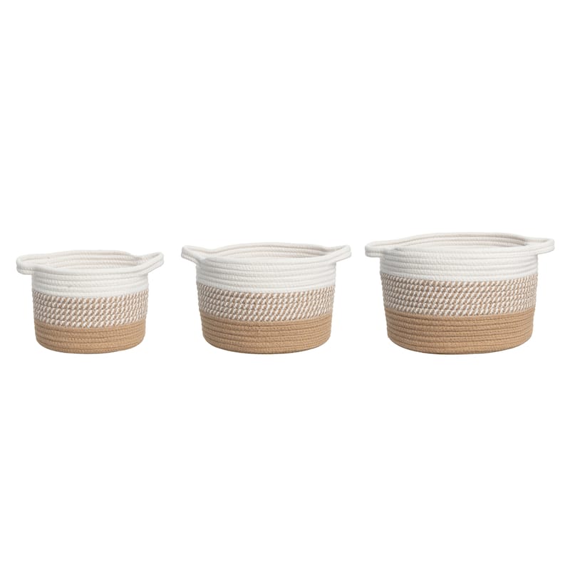 Transpac Natural Fiber 11.02 in. Brown Baskets Set of 3