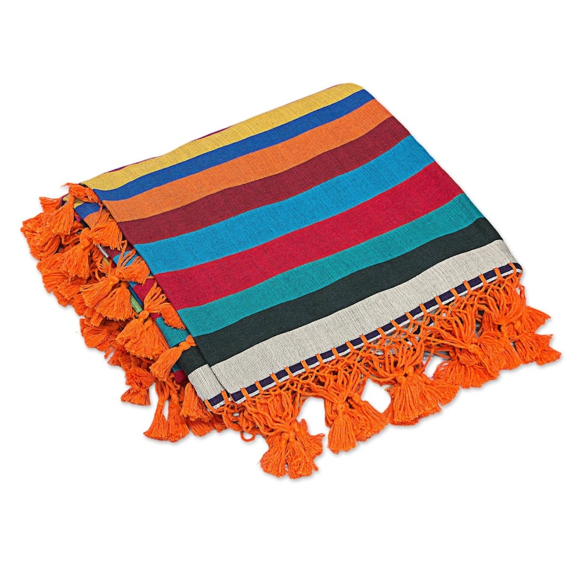 Novica Handmade Zapotec Sunset Cotton Blanket (Mexico)