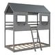 preview thumbnail 5 of 11, Twin Over Twin Bunk Bed Wood Bed with Roof and Window